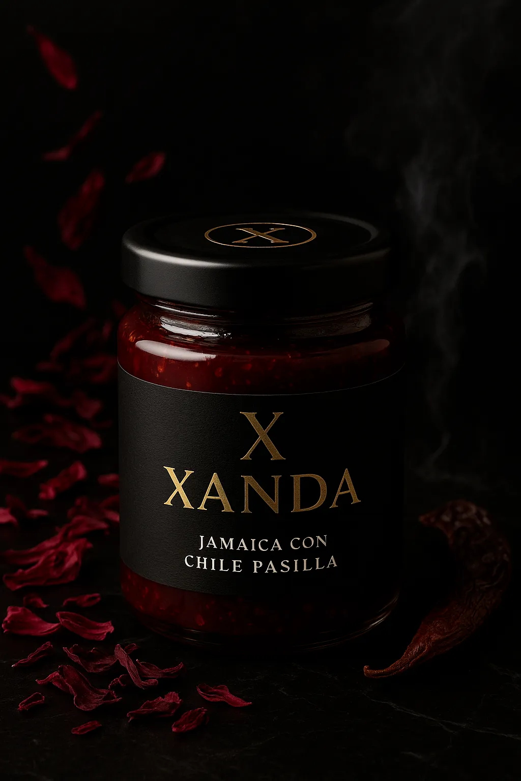 Mermelada gourmet Jamaica con chile pasilla de Xanda